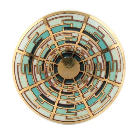 Emerald Hue Golden Pattern Ceramic Dresser Knobs